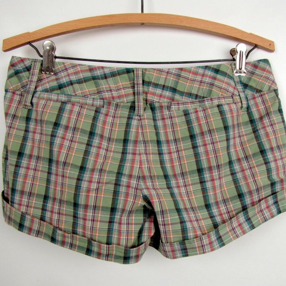 Spacegirlz Green Plaid Cotton Low-Rise Shorts Sz 7 - Picture 6 of 8